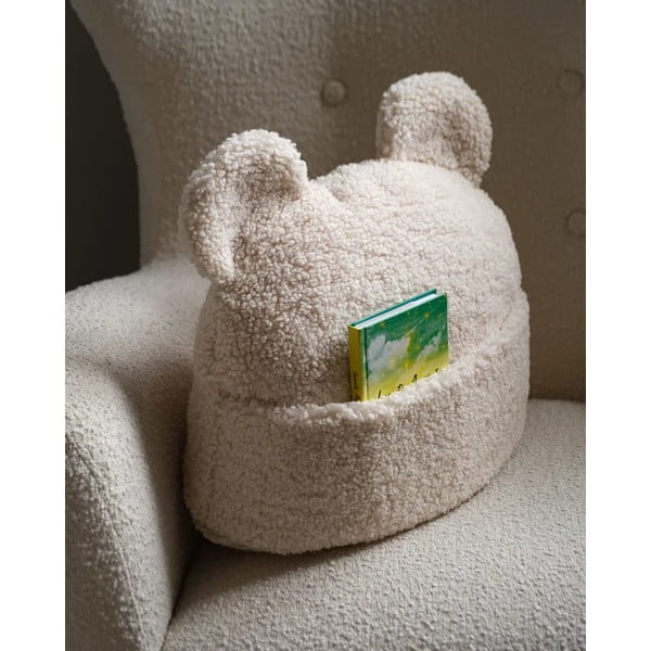 Krēmkrāsas bērnu dīvāna spilvens no buklē auduma Teddy Pouch – Wigiwama-image-1