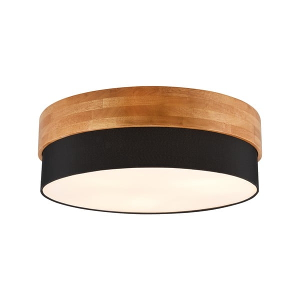 Melna/dabīga toņa griestu lampa ar auduma abažūru Seasons – Trio-image-1