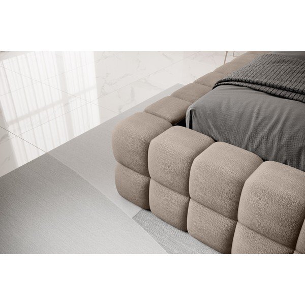 Gaiši brūna polsterēta divvietīga gulta ar veļas kasti un ar redelēm 140x200 cm Dizzle – ELTAP-image-3