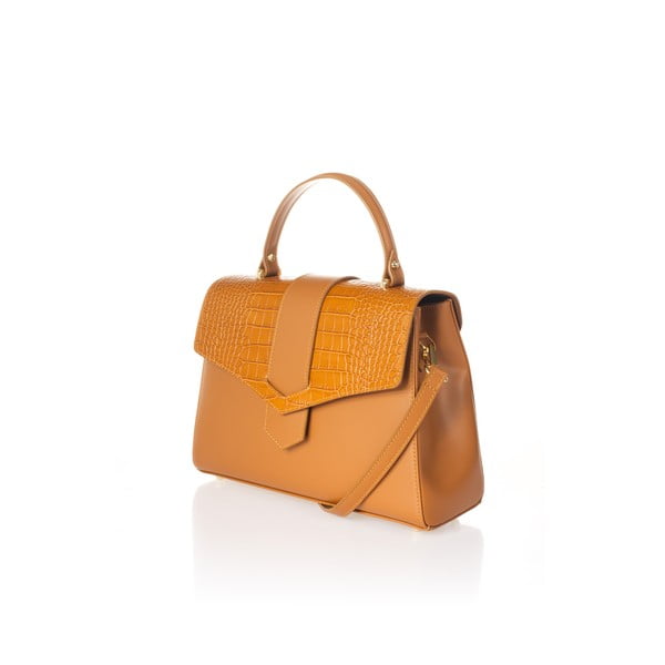 Oranža ādas rokassomiņa Federica Bassi Marta-image-3