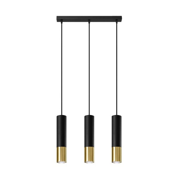 Piekaramā lampa ar metāla abažūru melnā un zelta krāsā 45x6 cm Longbot – Nice Lamps