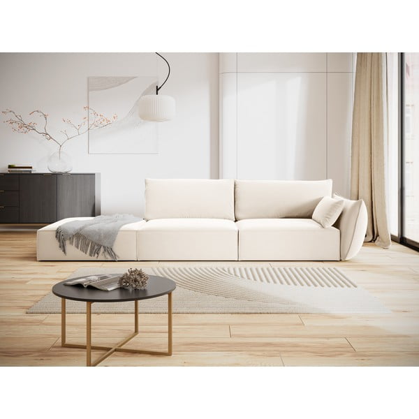 Bēšs samta dīvāns ar labo stūri 264 cm Vanda – Mazzini Sofas-image-1