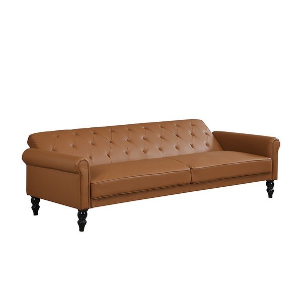Konjakbrūns regulējams/salokāms dīvāns no ādas imitācijas 222 cm Tyne – Støraa-image-3