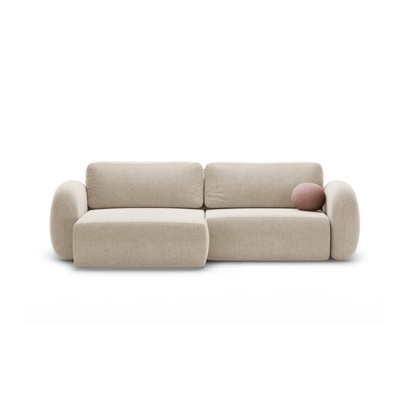 Bēšs salokāms/ar uzglabāšanas vietu stūra dīvāns no šenila auduma Tonale – Cosmopolitan Design