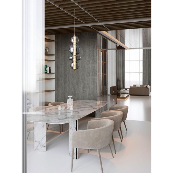 Pelēka metāla LED piekaramā lampa ar stikla abažūru ø 25,5 cm Navi – Nova Luce-image-1