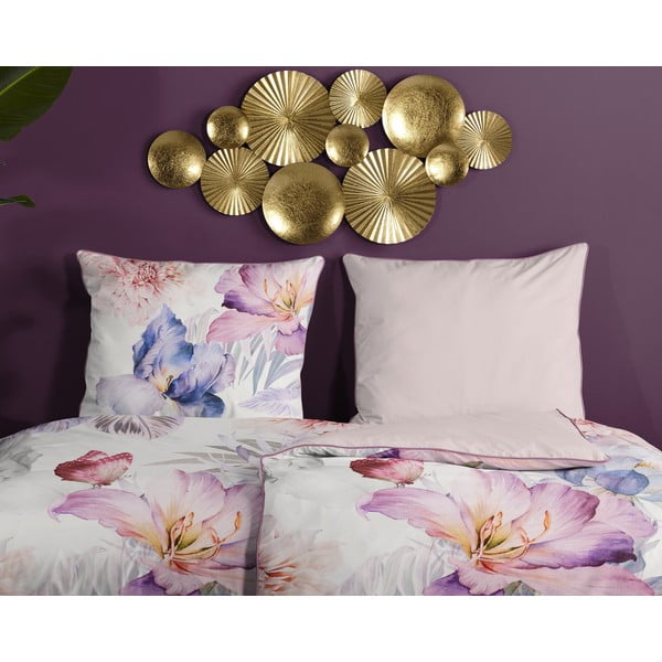 Krēmkrāsas vienvietīga gultas veļa no kokvilnas satīna 140x200 cm – Descanso-image-2