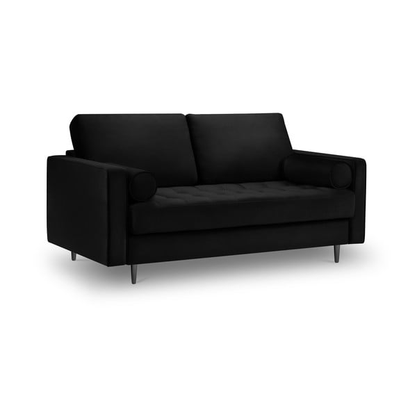 Melns samta dīvāns Milo Casa Santo, 174 cm