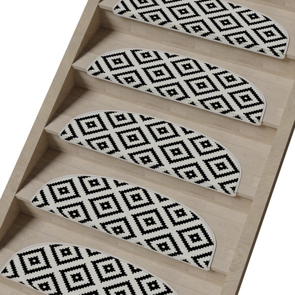 Melnbalti kāpņu paklāji (16 gab.) 20x65 cm Art – Vitaus-image-1