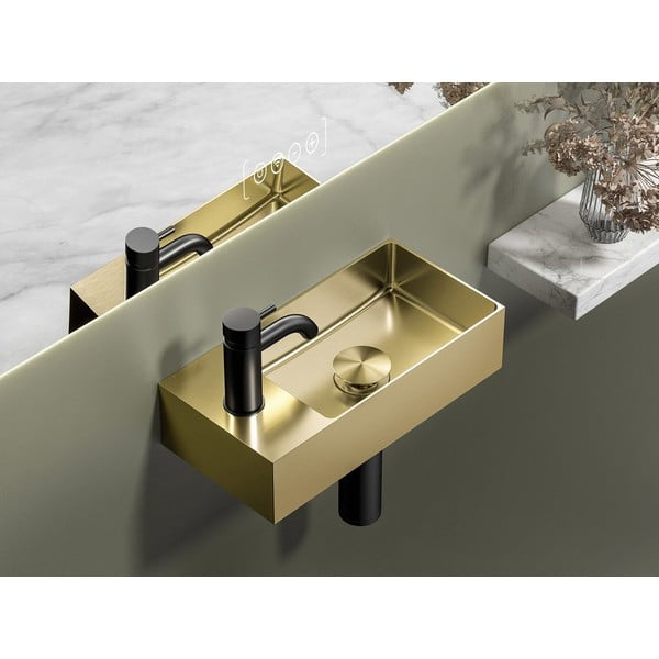 Zelta krāsas nerūsējošā tērauda tualetes izlietne 36,5x18 cm Aurum – Sapho-image-1