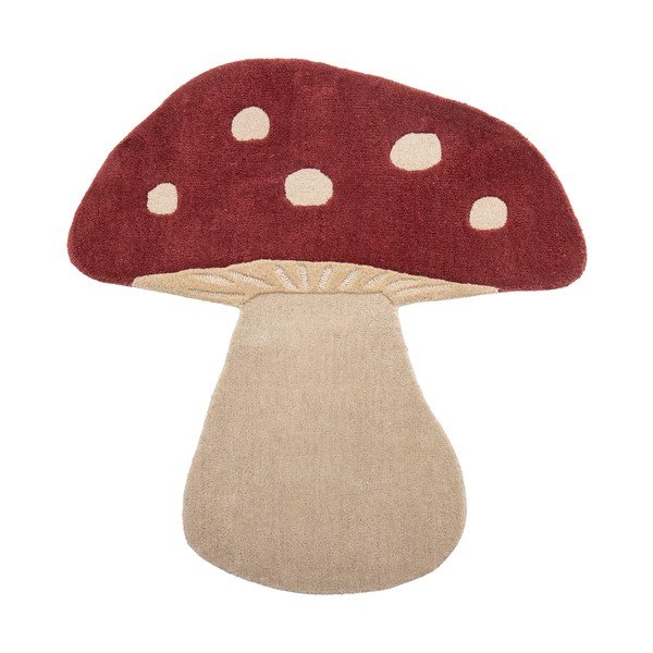 Sarkans vilnas bērnu paklājs 85x90 cm Mushroom – Bloomingville Mini