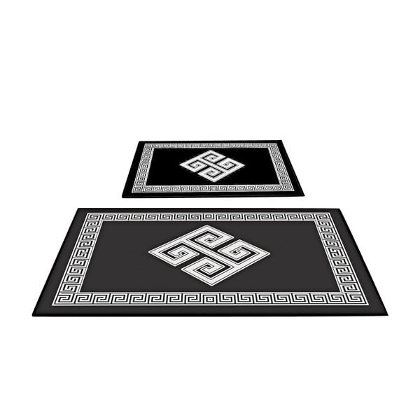 Melni/balti vannas istabas paklājiņi (2 gab.) – Foutastic