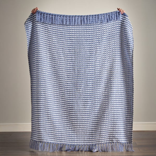 Zils pleds 125x150 cm Stab Stitch – Catherine Lansfield-image-3