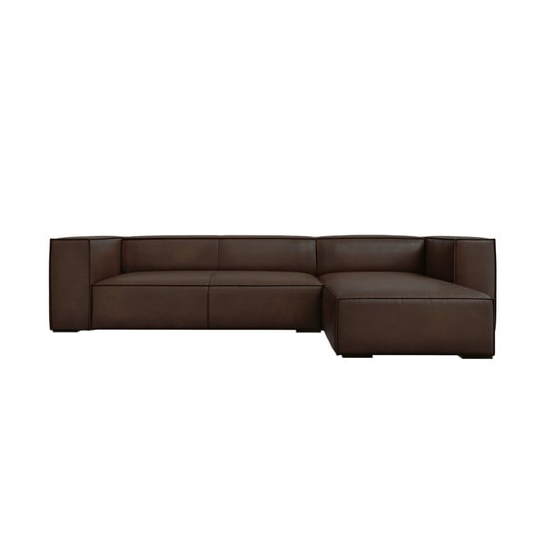 Tumši brūns ādas stūra dīvāns (labais stūris) Madame – Windsor & Co Sofas