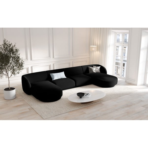 Melns samta stūra dīvāns (U veida) Miley – Micadoni Home-image-4
