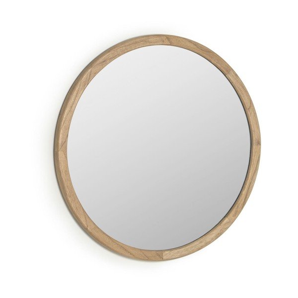 Sienas spogulis ar masīvkoka rāmi ø 80 cm Alum – Kave Home