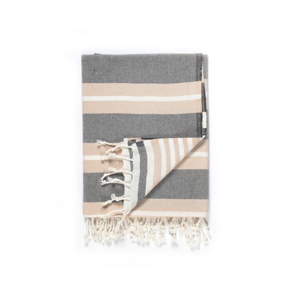 Bēši pelēks pludmales dvielis ar kokvilnas maisījumu Kate Louise Cotton Collection Line Beige Grey, 100 x 180 cm-image-2