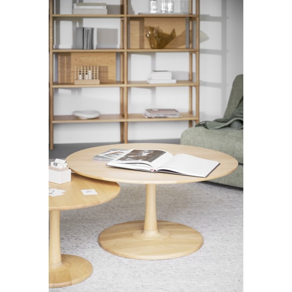 Dabīga toņa apaļš žurnālgaldiņš ar ozolkoka imitāciju 90x90 cm Hobart – Rowico-image-1