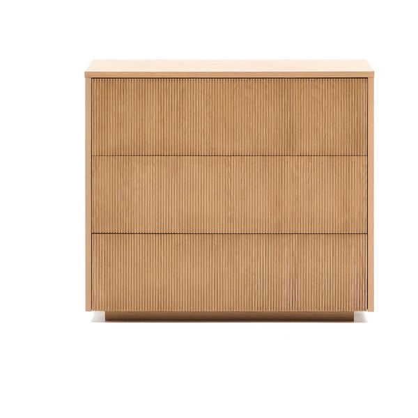 Dabīga toņa kumode ar ozolkoka imitāciju 90x79x50 cm Helvine – Kave Home