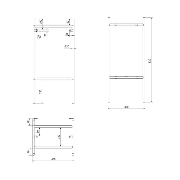 Melns metāla statīvs zem izlietnes 40x82 cm Puno – Sapho-image-3
