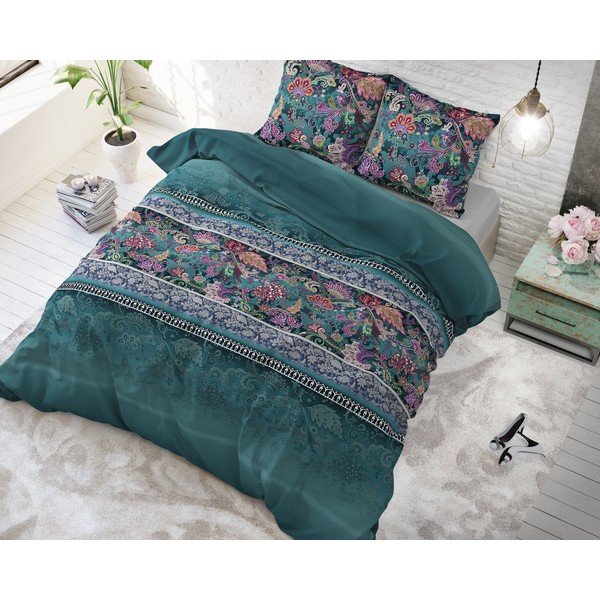 Zaļa divvietīga gultasveļa Sleeptime Paisley, 200 x 220 cm-image-2