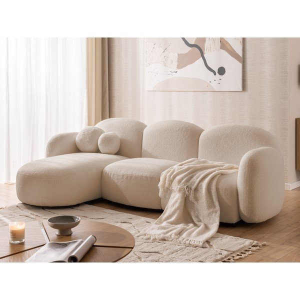 Gaiši brūns stūra dīvāns no buklē auduma (ar kreiso stūri/ar zvilni) Orbit – Ropez-image-4