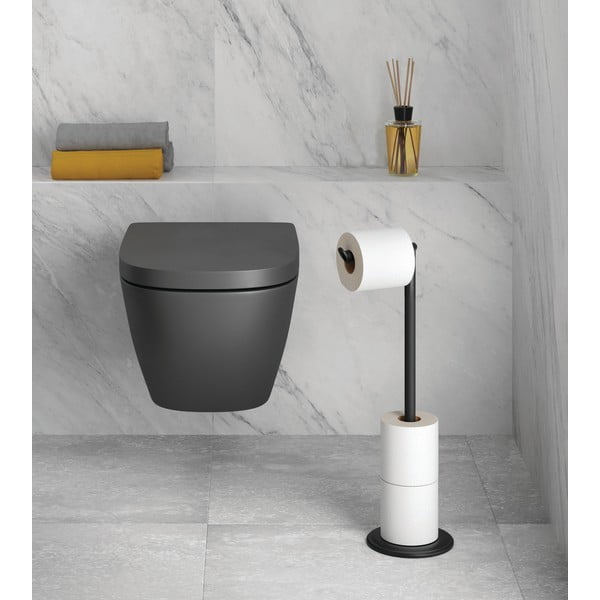 Matēti melns tērauda tualetes papīra turētājs Lava – Metaltex-image-1
