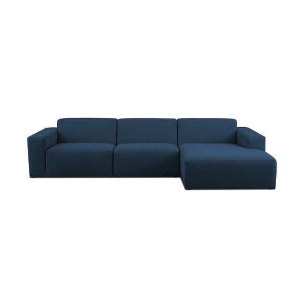 Tumši zils stūra dīvāns no buklē auduma (ar labo stūri) Roxy – Scandic