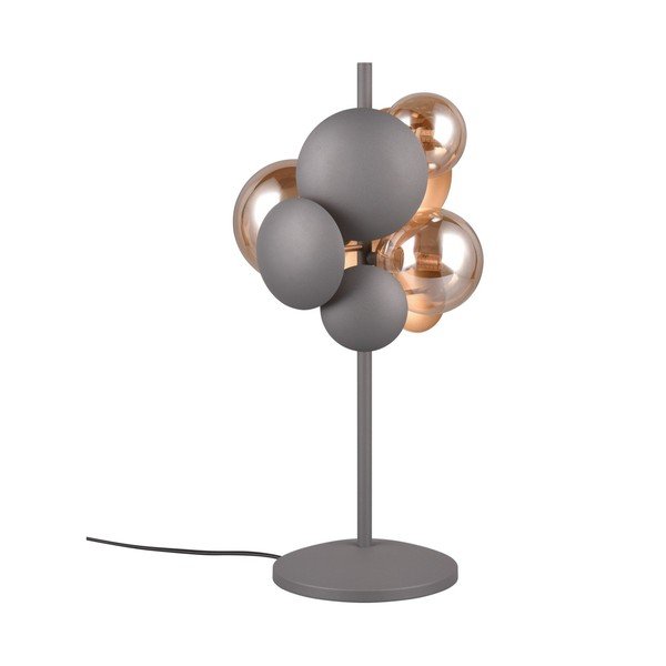 Pelēka/zelta krāsas galda lampa ar stikla abažūru (augstums 50 cm) Bubble – Trio Select
