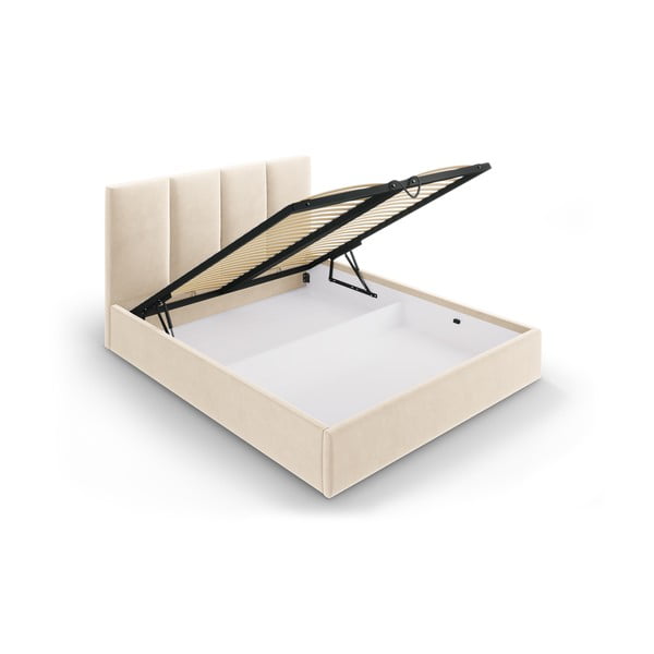 Bēša samta divguļamā gulta Mazzini Beds Juniper, 160 x 200 cm-image-3