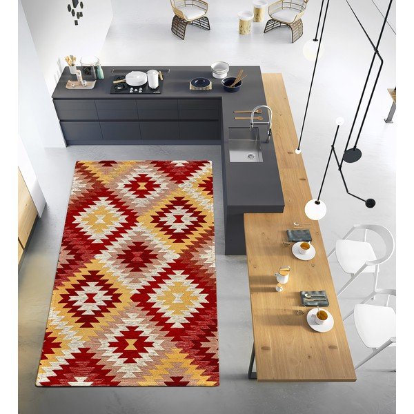Sarkans/dzeltens mazgājams celiņa paklājs 55x115 cm Avana Rosso – Floorita-image-1