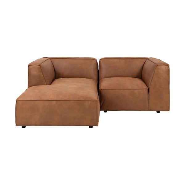 Konjakbrūns stūra dīvāns no ādas imitācijas (ar kreiso stūri) Fairfield Kentucky – Bonami Selection