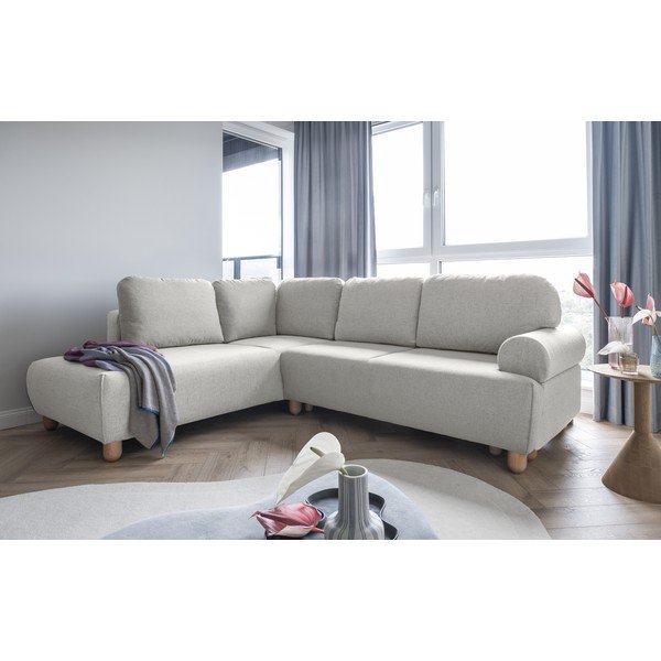 Krēmkrāsas izvelkamais stūra dīvāns (kreisais stūris) Bouncy Olli – Miuform-image-1