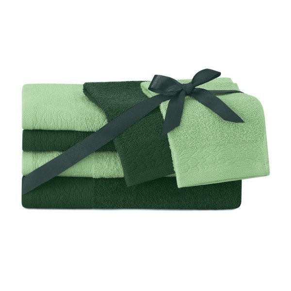 Zaļi frotē kokvilnas dvieļi komplektā (6 gab.) Flos – Restilo-image-1