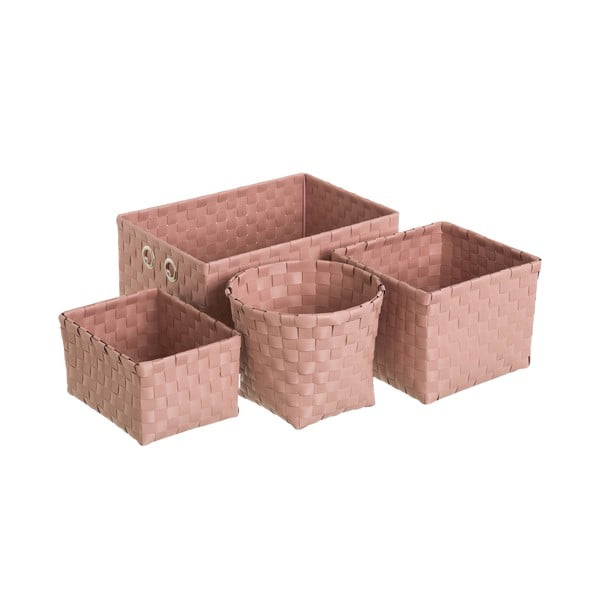 4 pulverveida rozā uzglabāšanas grozu komplekts Unimasa