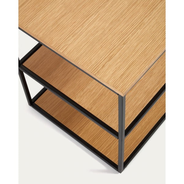 Melns/dabīga toņa TV galdiņš ar ozolkoka imitāciju 160x50 cm Yoana – Kave Home-image-2