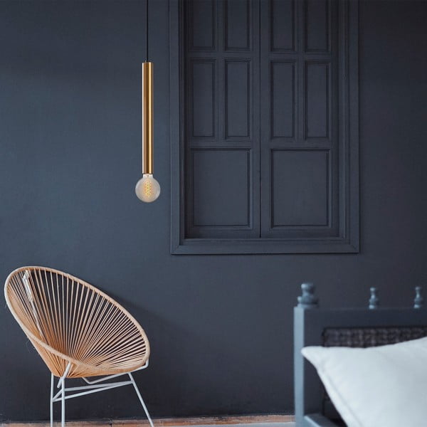 Zelta krāsas piekaramā lampa ar metāla abažūru ø 4 cm Tempo – Opviq lights-image-1