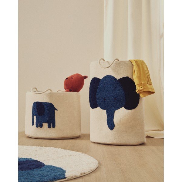 Ziloņkaula krāsas tekstila bērnu rotaļlietu grozs ø 35x50 cm Tandani – Kave Home-image-1