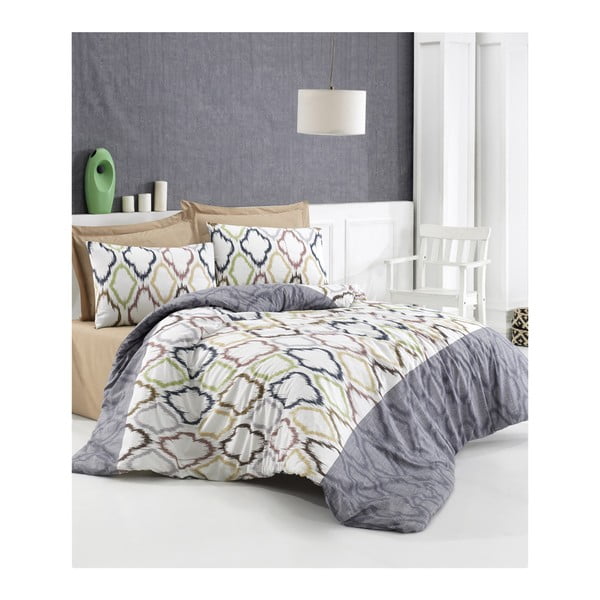 Kokvilnas gultasveļa ar divguļamās gultas pārklāju un 2 spilvendrānām Mary, 200 x 220 cm
