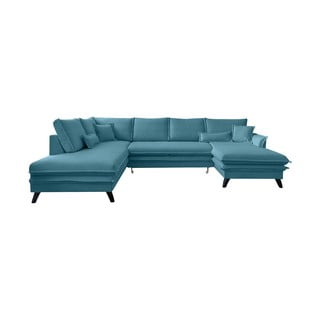 Tirkīza zils izlaižams U-veida dīvāns Miuform Charming Charlie, kreisais stūris