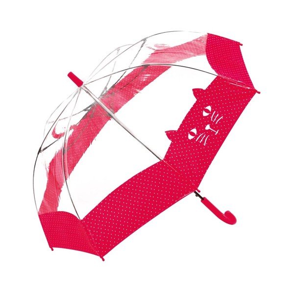 Bērnu caurspīdīgs lietussargs ar sarkanām detaļām Birdcage Chat, ⌀ 74 cm