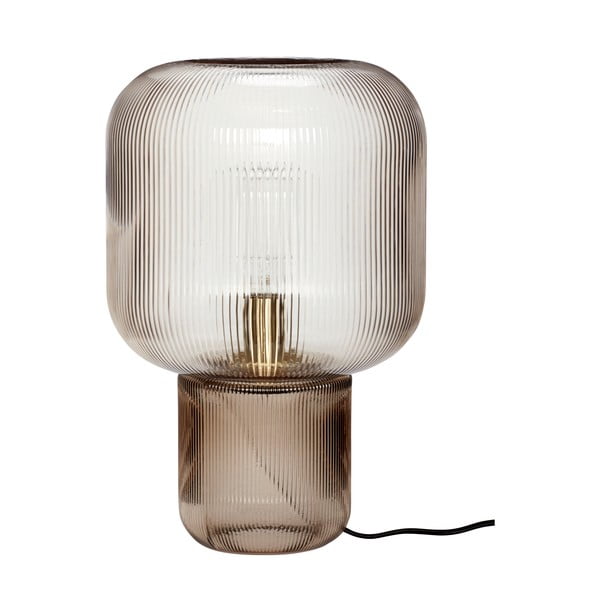 Brūna galda lampa ar stikla abažūru (augstums 42 cm) Pirum – Hübsch