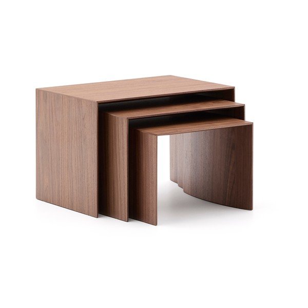 Sānu galdiņi (3 gab.) ar riekstkoka imitāciju 40x60 cm Litto – Kave Home