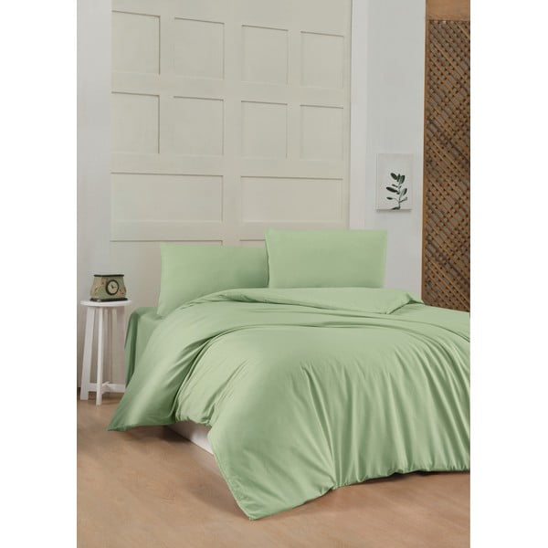 Gaiši zaļa vienvietīga kokvilnas gultas veļa 140x200 cm – Mijolnir