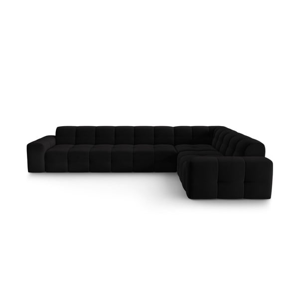 Melns samta stūra dīvāns (labais stūris) Kendal – Micadoni Home