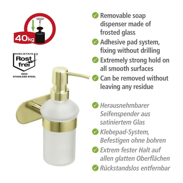 Pašturošs nerūsējošā tērauda ziepju dozators zelta krāsā 0,2 l. Orea Gold – Wenko-image-4