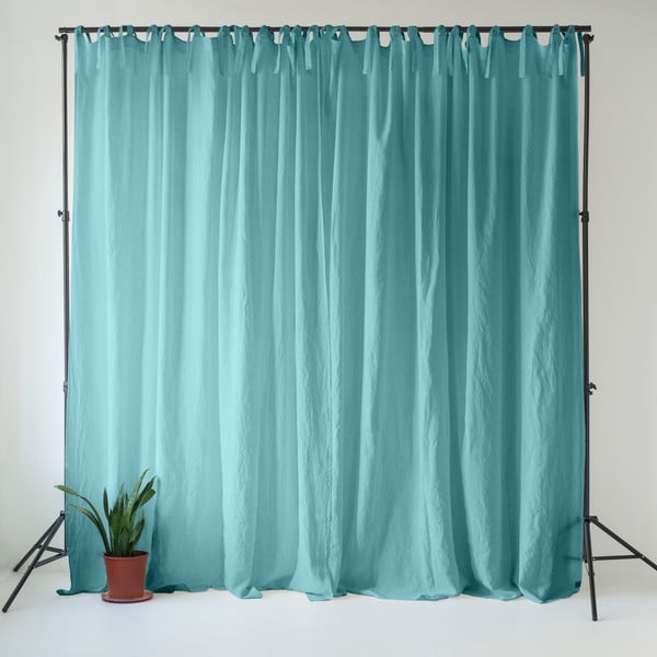Tirkīzzils lina aizkars 140x200 cm Coastal Blue – Linen Tales