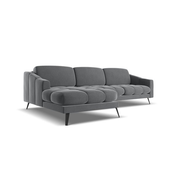 Pelēks samta stūra dīvāns (ar kreiso stūri) Nalu – Makamii-image-3