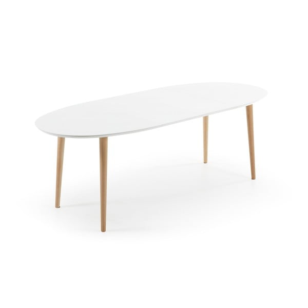 Balts izvelkams ēdamgalds ar baltu galda virsmu 90x140 cm Oqui – Kave Home-image-3