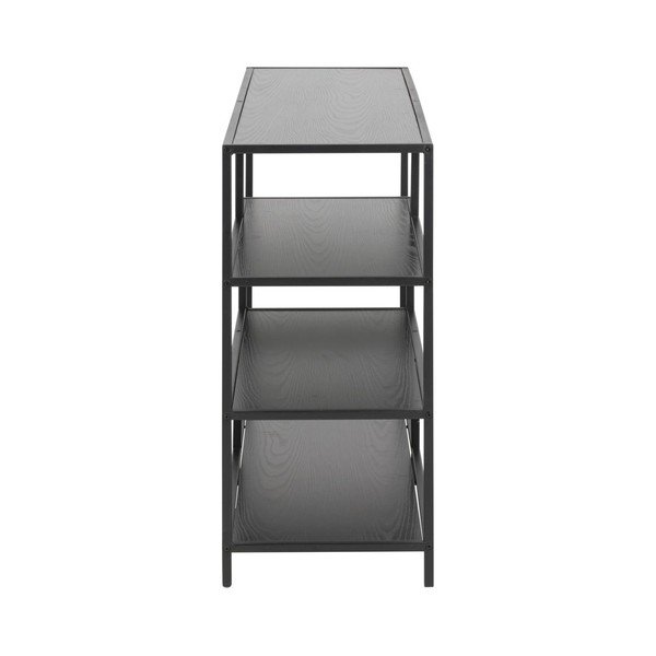 Melns grāmatu plaukts ar oškoka imitāciju 114x78 cm Seaford – Actona-image-3
