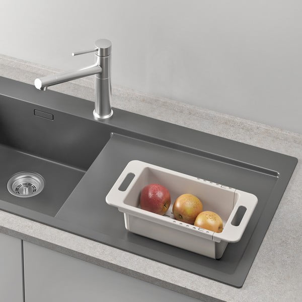 Pelēks plastmasas pielāgojams izvelkams žāvētājs izlietnei 52x18 cm – Metaltex-image-4